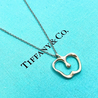 TIFFANY & CO. Apple Pendant Top Necklace Silver 925 Sterling Used　