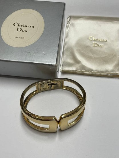 Vintage Christian DIOR Gold Plated Bangle Bracelet Used Excellent