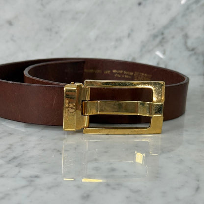 Versace VJC Brown Leather Belt Gold Buckle L 86.5cm 34in 30/75 Women