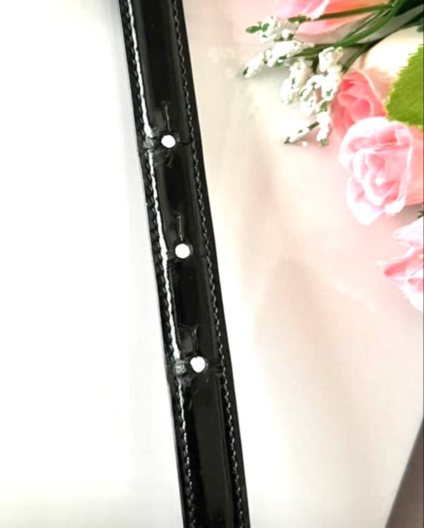 Gucci Silver Tone Logo Buckle Black Leather Narrow Belt Size 70-28 85cm 33in