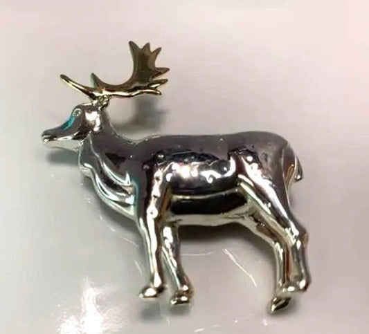 Vintage Tiffany & Co Deer 1988 Sterling Silver 925 x Gold 750 Brooch Used Rare