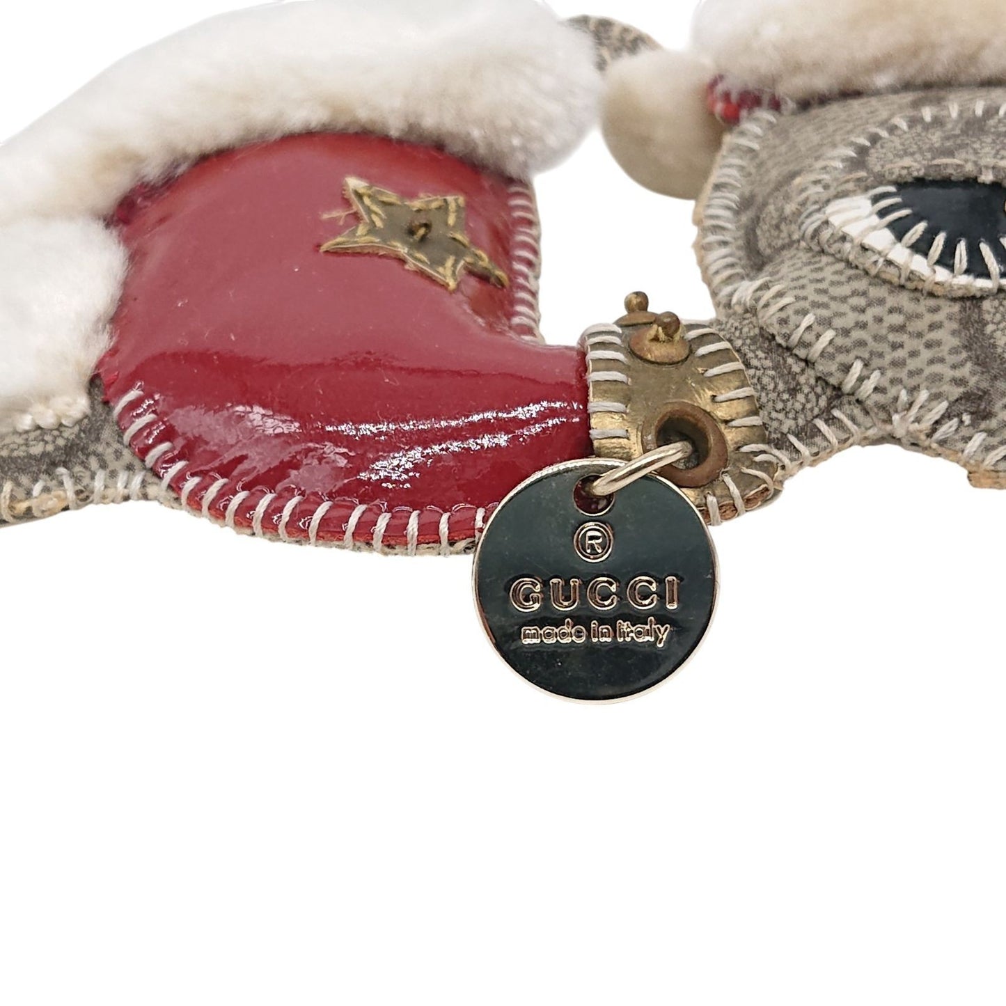 Gucci Authentic Guccissima Christmas Version Chihuahua Charm Key Ring Used Santa