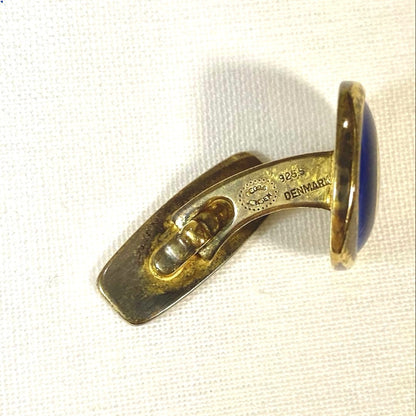 Georg Jensen x Royal Copenhagen Cufflinks Silver 925 Porcelain Horseshoe Denmark