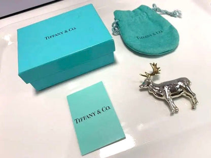 Vintage Tiffany & Co Deer 1988 Sterling Silver 925 x Gold 750 Brooch Used Rare