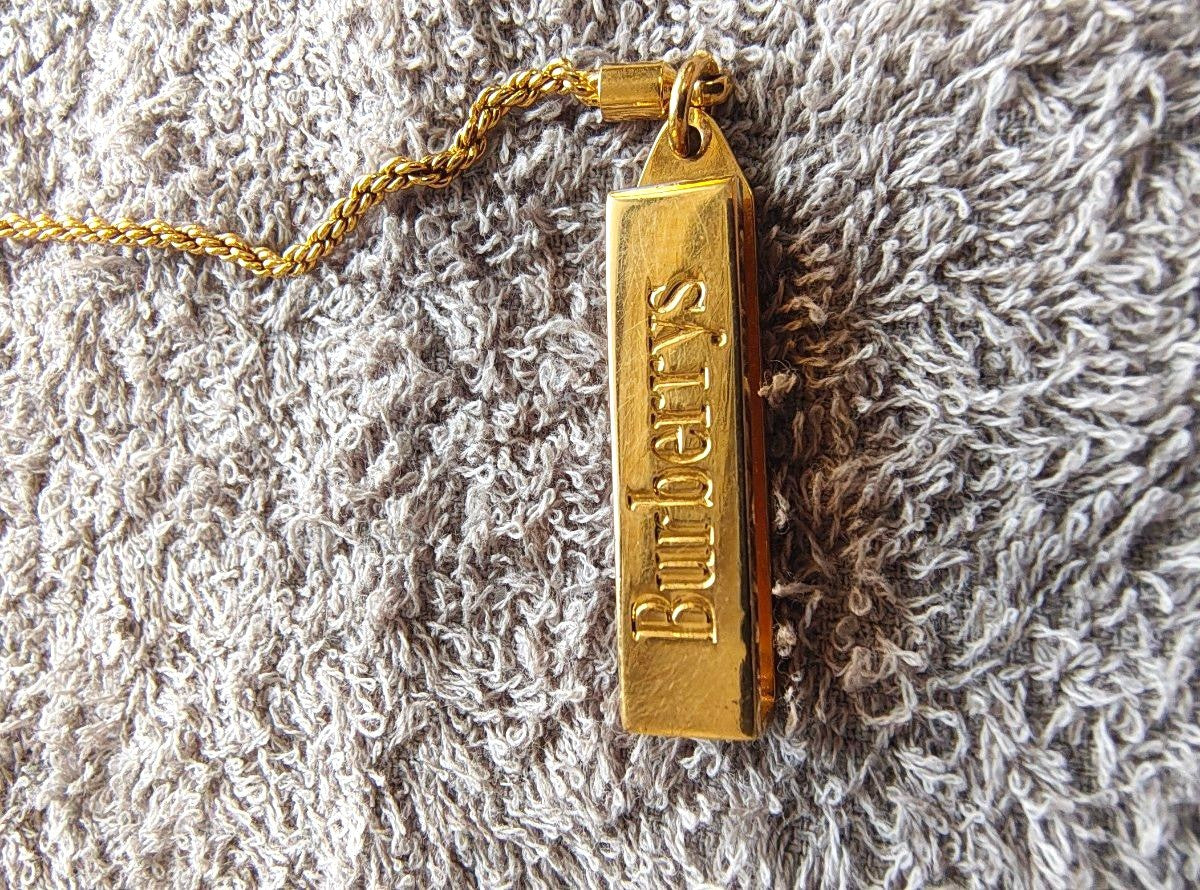 Burberry's Vintage Pocket Watch Gold Quartz Horse Logo Chain 3.8cm 1.5" Japan