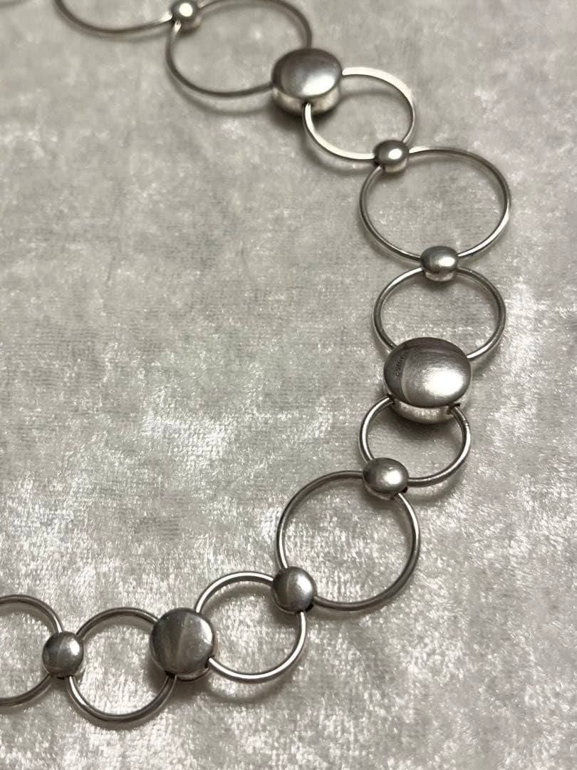 Rare Georg Jensen Sterling Silver 925 Onyx Round Chain Necklace Choker Vintage