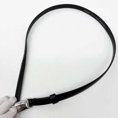 Vintage Gucci 96 AW Black Leather Silver Tone Buckle Belt 85cm 33.4in Tom Ford