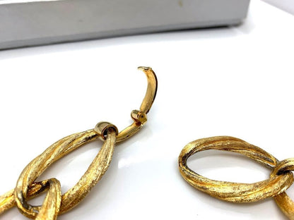 Vintage 1973s Christian Dior Large Oval Link Gold Tone Necklace Choker With Box