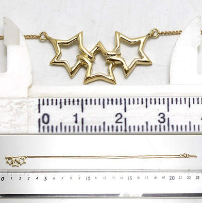 Excellent Tiffany & Co Yellow Gold 18K Triple Star Necklace L 46cm 18in Auth