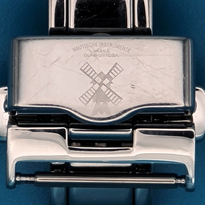 MUHLE GLASHUTTE 16mm Silver Tone Butterfly Buckle Used