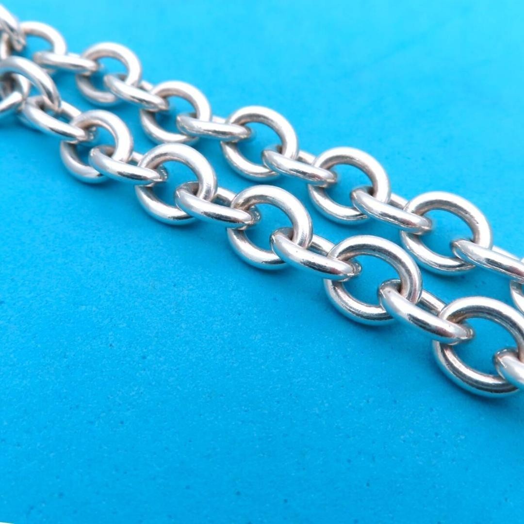 Tiffany & Co Silver Shopping Bag Signature Charm Donut Link Bracelet 17.5cm 6.9"