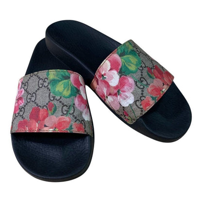Gucci Authentic Floral Print Black Multicolor Sandals 23 cm 9.1" EU36 US 5.5 6
