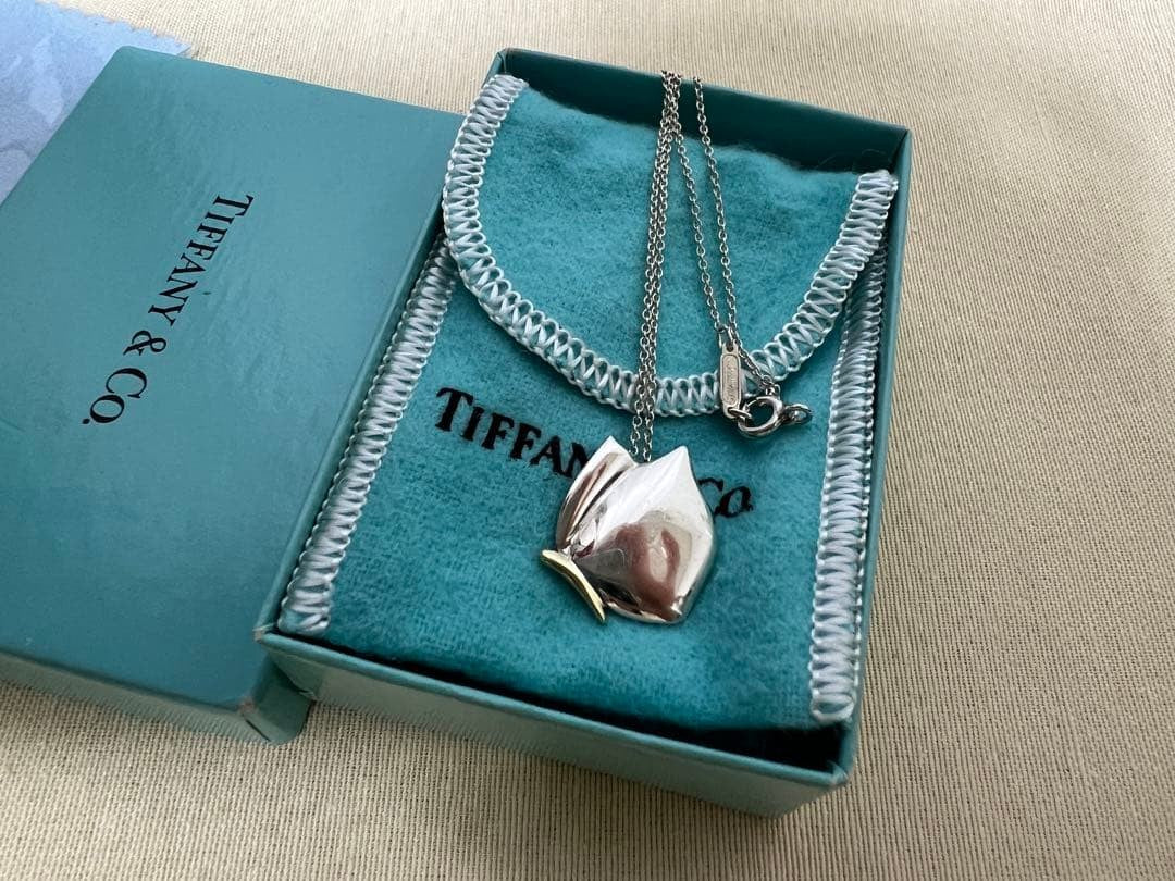 Tiffany Co Auth Butterfly Pendant Necklace K18 YG 925 Combo 2 cm 0.8" 40 cm Used