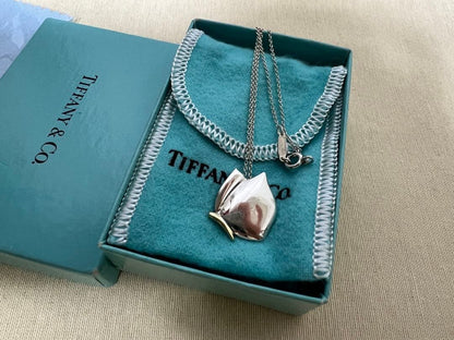 Tiffany Co Auth Butterfly Pendant Necklace K18 YG 925 Combo 2 cm 0.8" 40 cm Used