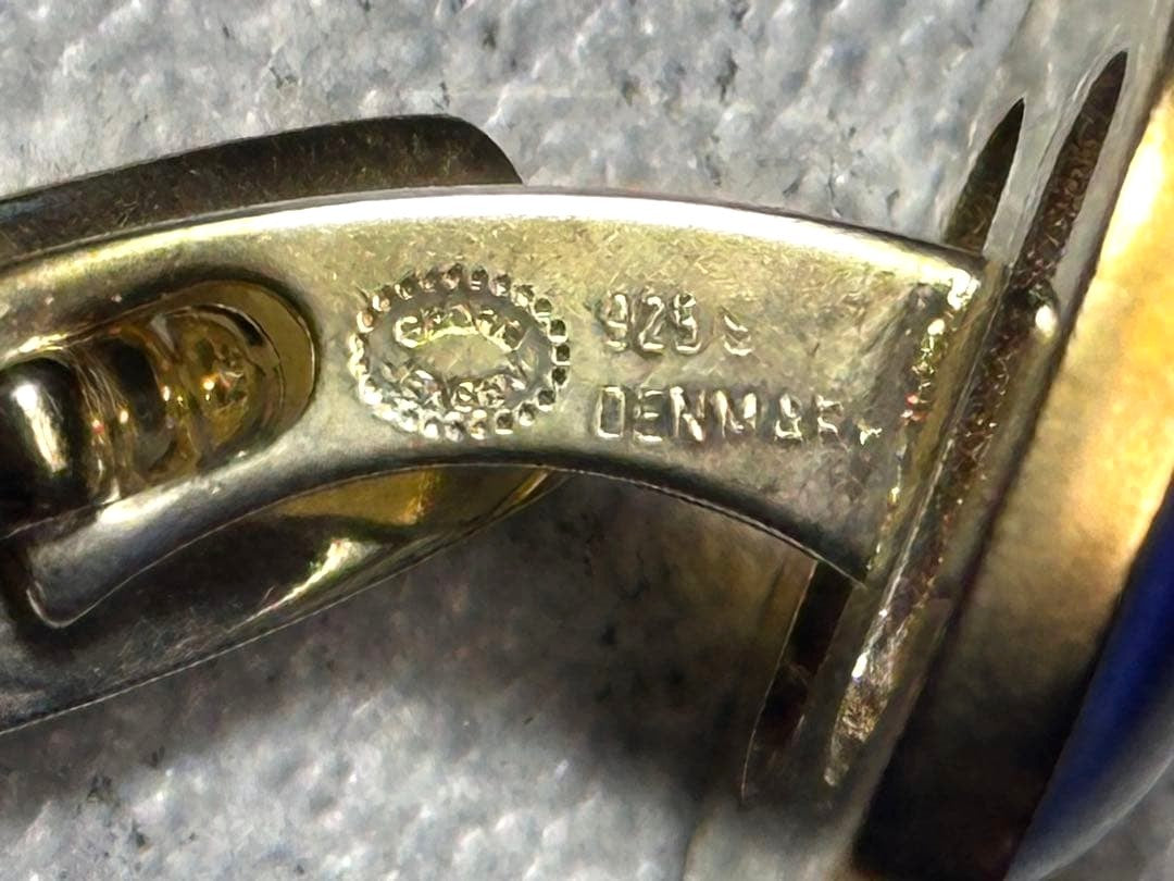 Georg Jensen Anchor Cufflinks Tie Clip Set Sterling Silver 925 Blue Denmark Men