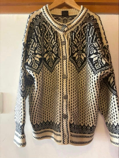 DALE OF NORWAY Vintage Nordic Wool Cardigan Sweater Silver Button Women L