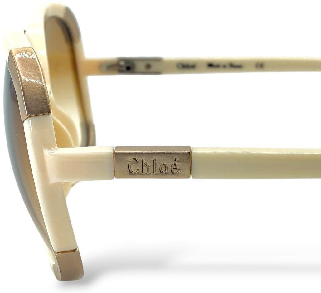 Chloe CL2119 Paddington Butterfly Sunglasses Beige Cream Frame Gold Hardware