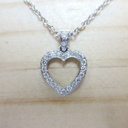 Tiffany & Co Metro Heart Diamond Chain Necklace Platinum Pt950 40cm Excellent