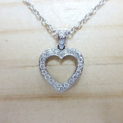 Tiffany & Co Metro Heart Diamond Chain Necklace Platinum Pt950 40cm Excellent
