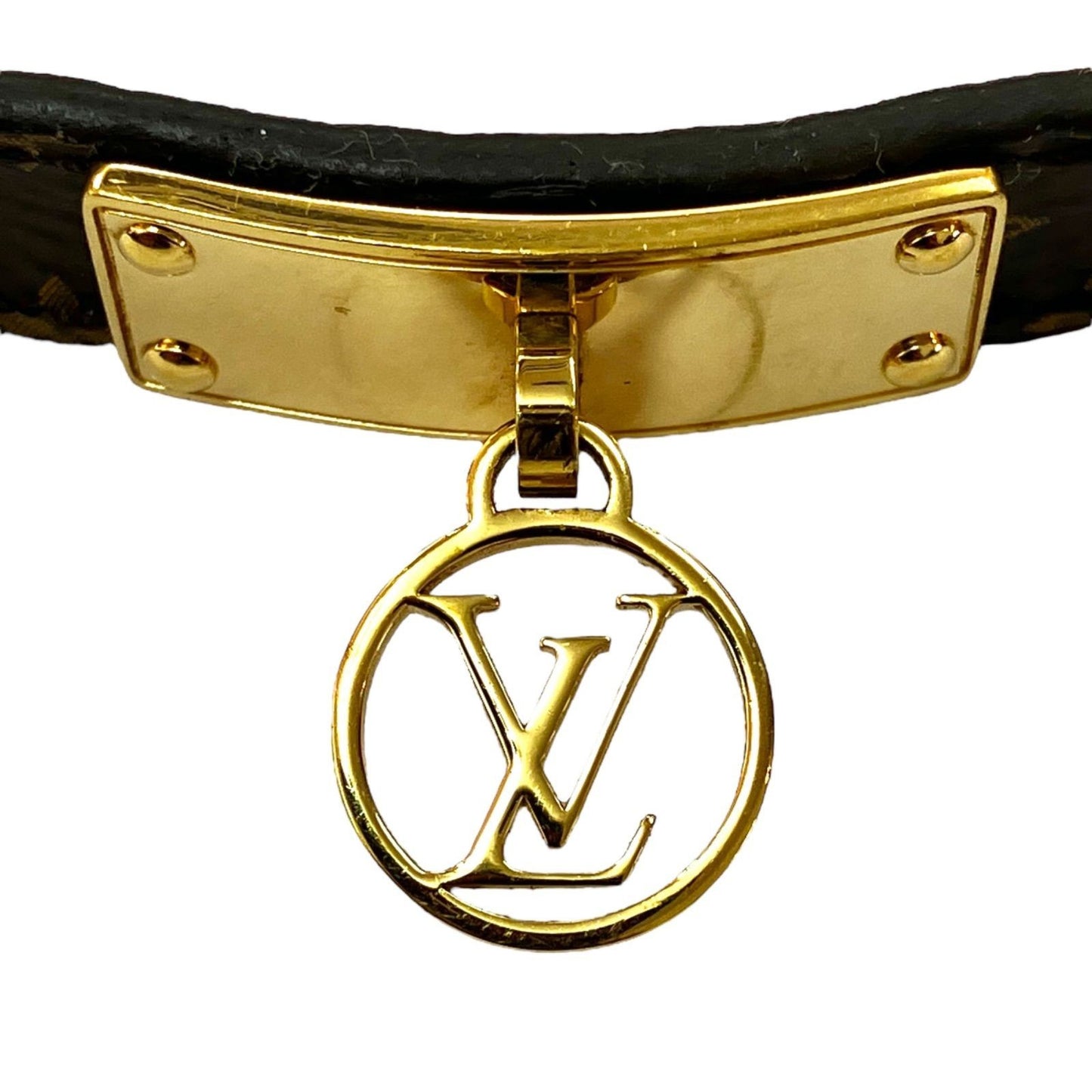 Excellent LOUIS VUITTON Logomania Bracelet LV Circle M4150 Used Japan Authentic