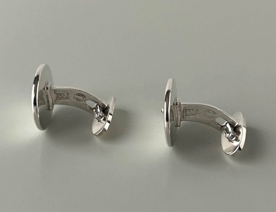 Georg Jensen Cufflinks Model 200 Sterling Silver 925 Oval Mens Denmark Vintage