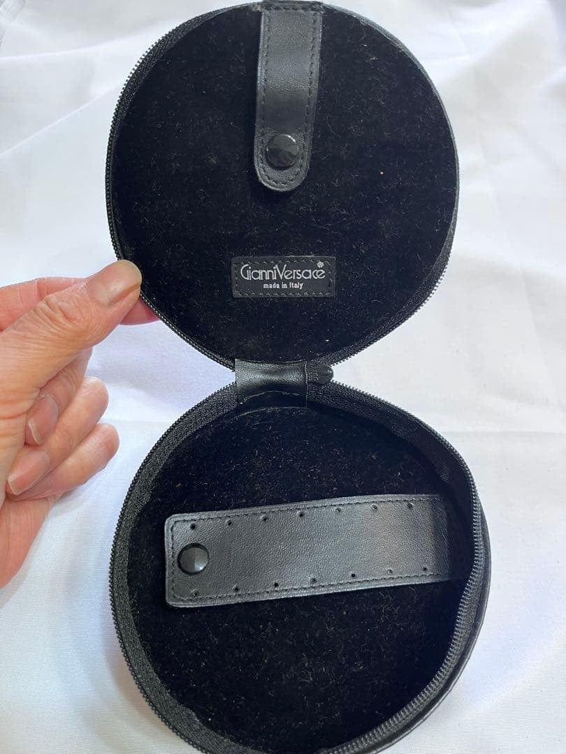 Gianni Versace Round Braided Leather Jewelry Case D 11cm 4.3" L 5cm 2.0"