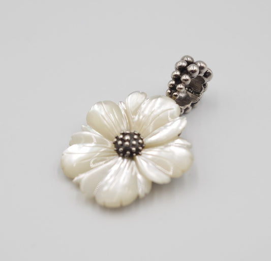 Stephen Dweck Mother of Pearl Sterling Silver 925 Flower Pendant Top Charm