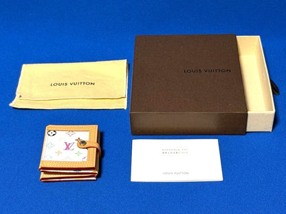 Louis Vuitton Monogram Multicolor Porto Photo 4 Volet Photo Case White 2.6" Used