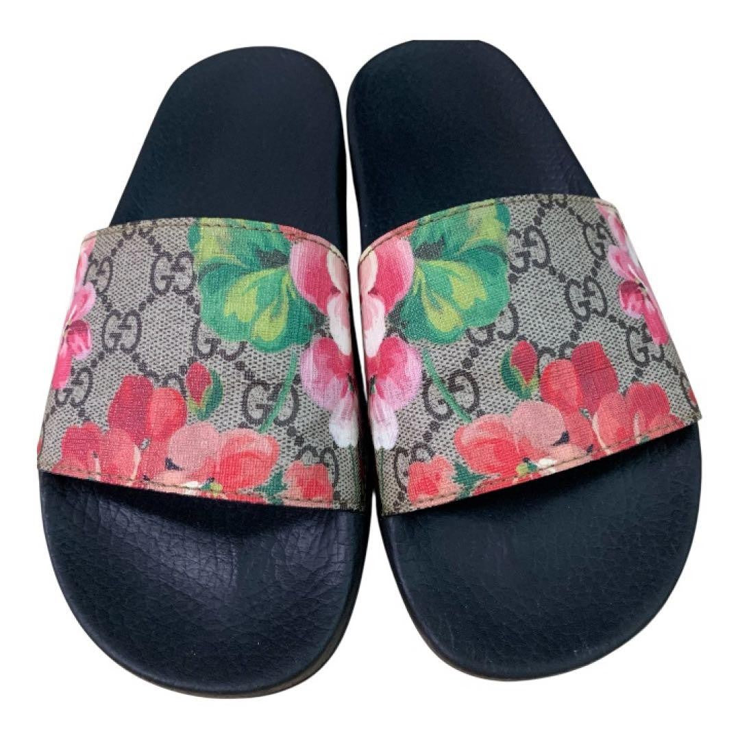 Gucci Authentic Floral Print Black Multicolor Sandals 23 cm 9.1" EU36 US 5.5 6