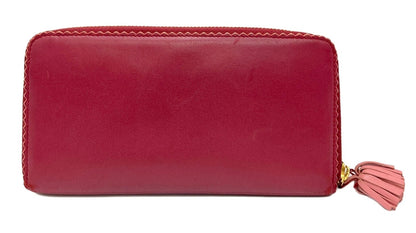 LOEWE Anagram Zip Around Long Wallet Red Nappa Leather Tassel Zipper Spain