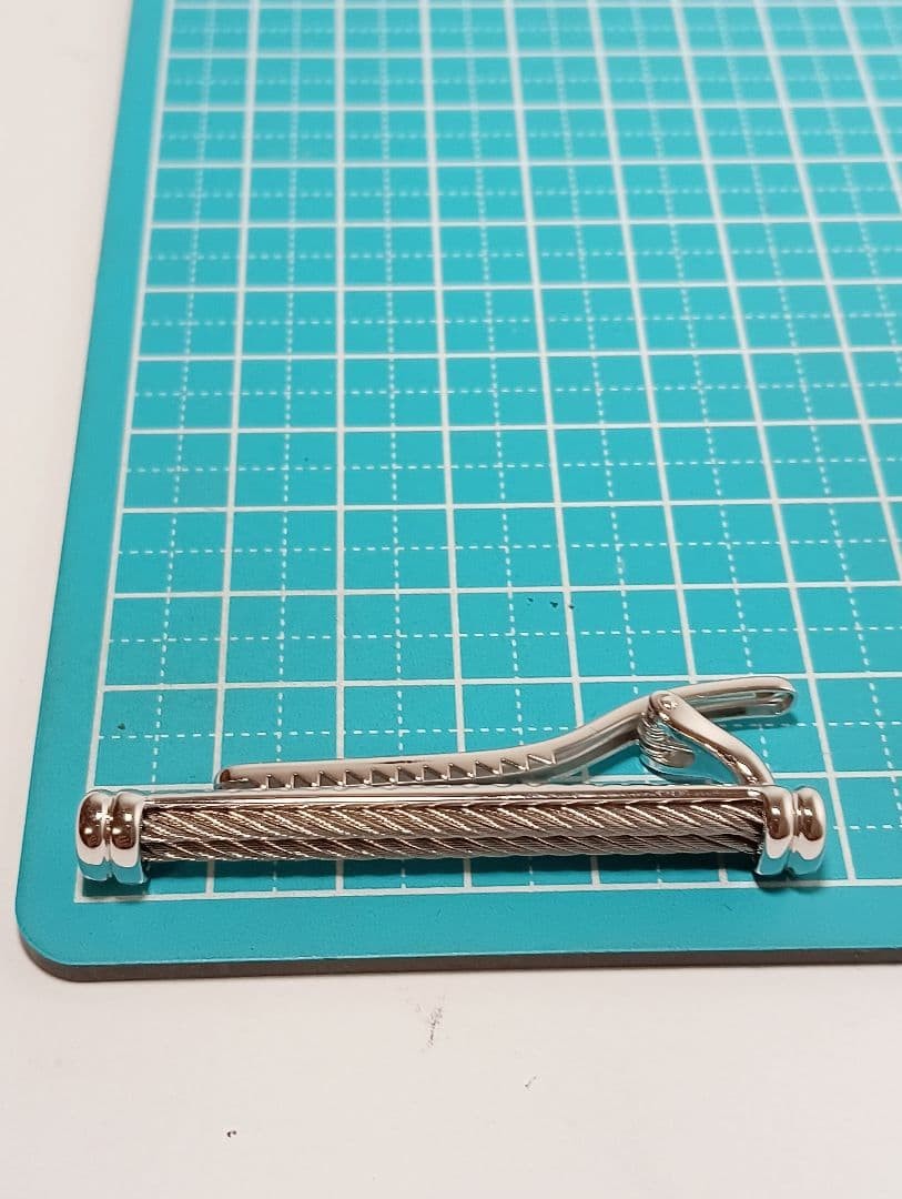 Philippe Charriol Auth Silver Wire Motif Tie Clip Bar Mens Accessory Used