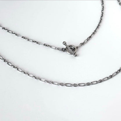 Georg Jensen Sterling Silver 925 Figaro Chain Toggle Necklace 45cm 17.7 in