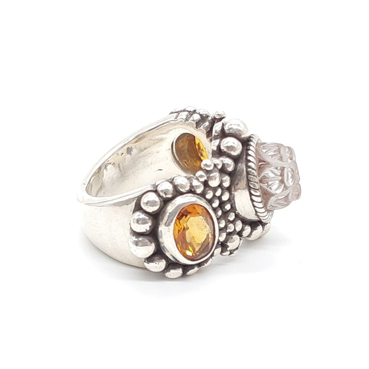 Stephen Dweck Sterling Silver Flower Citrine Ring 925 Size US 5 Used Japan
