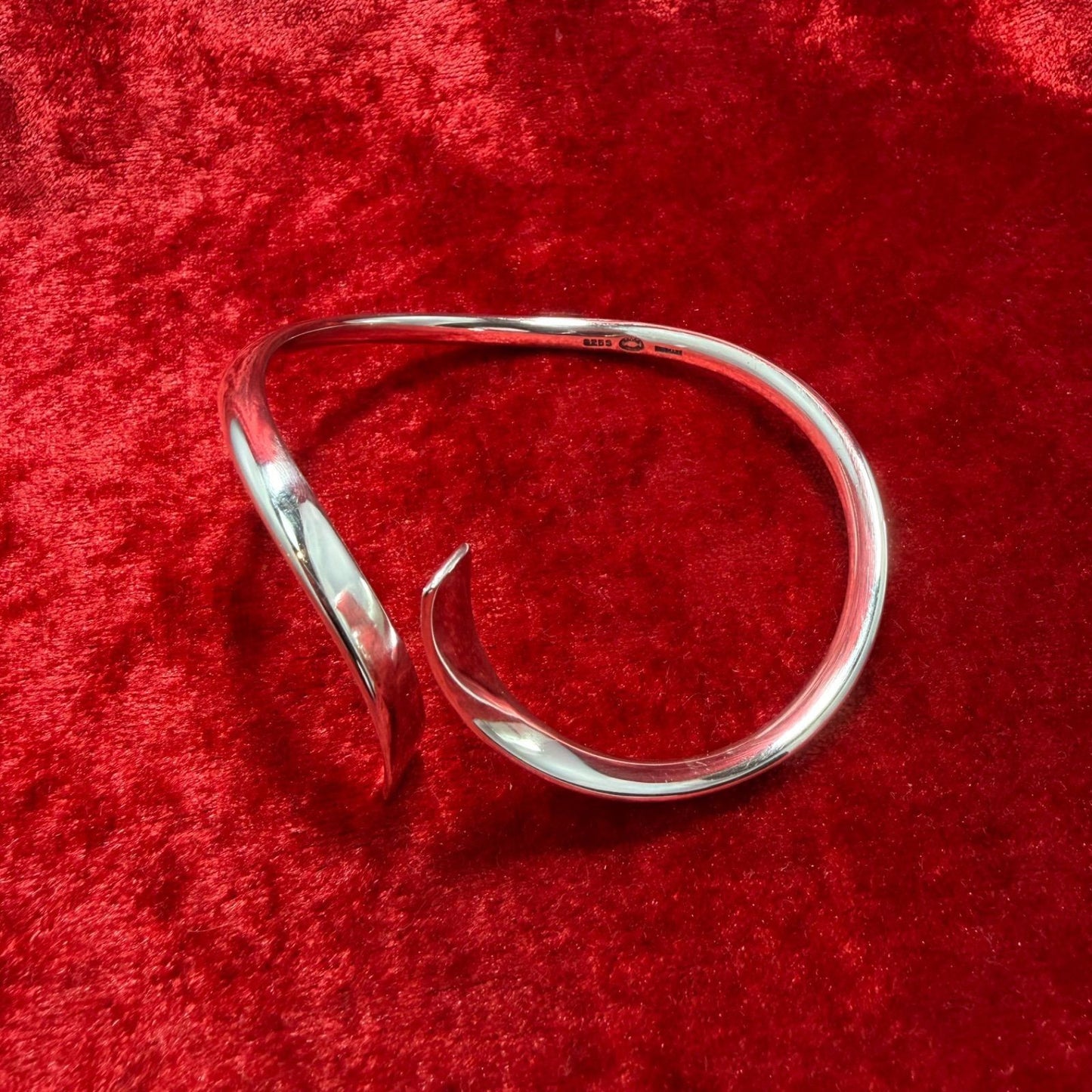 Excellent Georg Jensen Sterling Silver 925 Twist Cuff Bangle Bracelet L19cm 7.5"