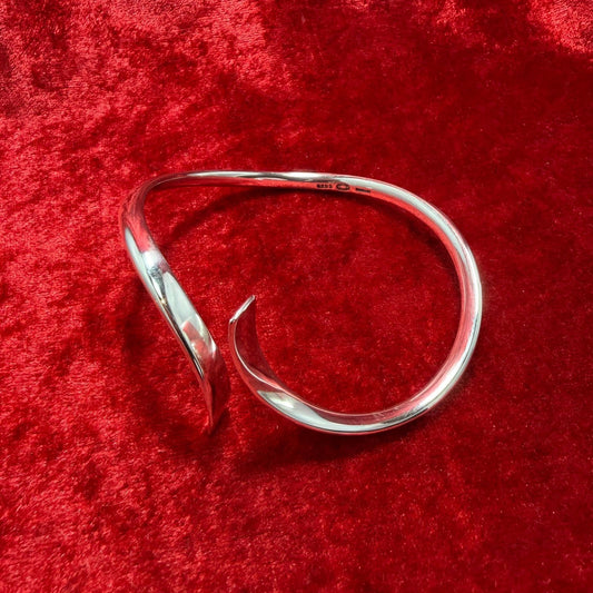 Excellent Georg Jensen Sterling Silver 925 Twist Cuff Bangle Bracelet L19cm 7.5"
