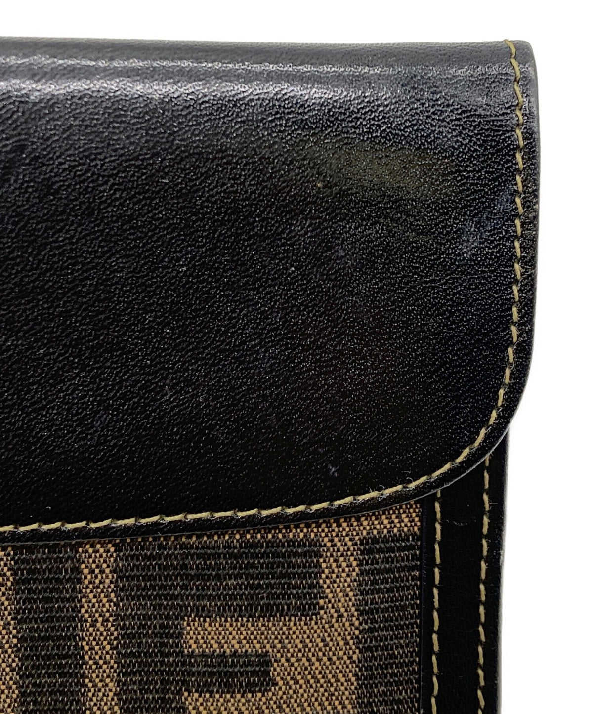 FENDI Zucca Long Wallet Bifold Brown Black Canvas Leather Snap Clasp Italy