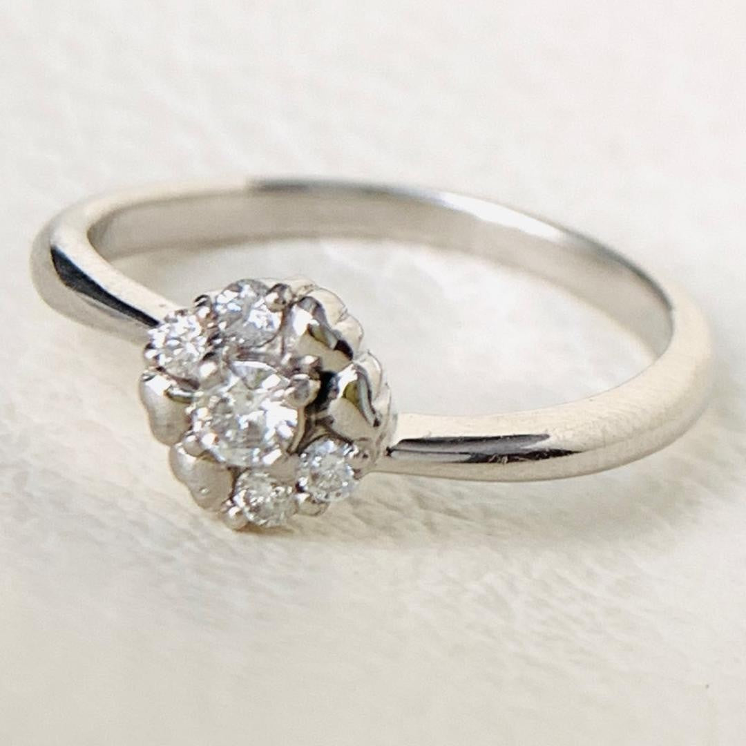 Excellent Christian Dior Platinum Pt900 5P Diamond Flower Ring Size 52 US 6
