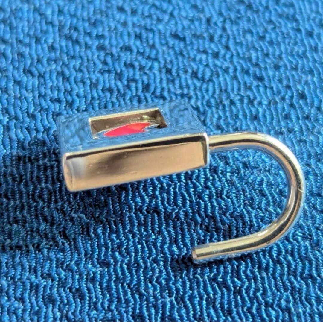 Tiffany & Co Silver 925 Red Enamel Heart Lock Pendant Top Cadena Charm Excellent