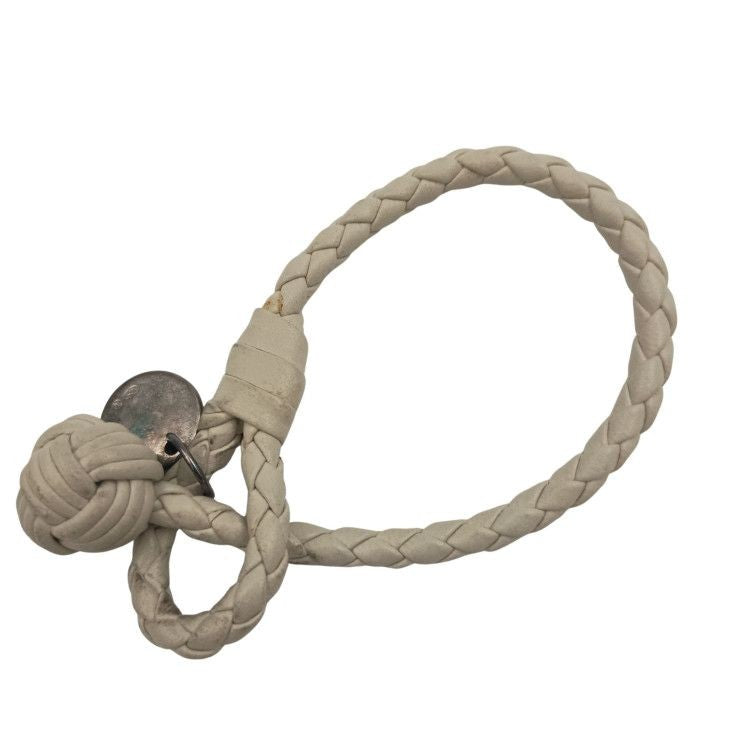 Bottega Veneta Auth Intrecciato Bracelet Ivory Leather Silver 925 21cm 8.3" Used