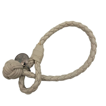 Bottega Veneta Auth Intrecciato Bracelet Ivory Leather Silver 925 21cm 8.3" Used