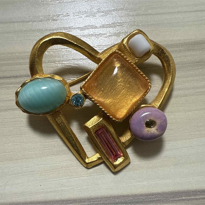 Christian Lacroix Auth Vintage Brooch 4.5x4.2 cm 1.8x1.7" Engraved Stamp Used