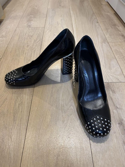 Saint Laurent YSL Studded  Black Leather Pumps Heels Size 36 US 6 Japan Used