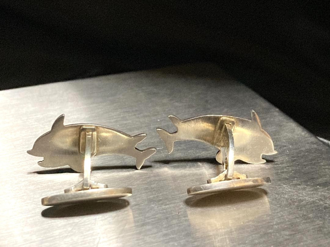 Georg Jensen Dolphin Cufflinks Sterling Silver 925 Mens Denmark Vintage Design
