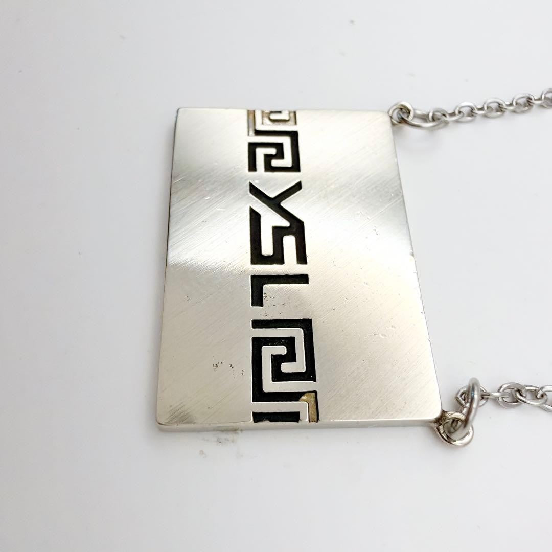 Yves Saint Laurent Sterling Silver 925 Square Logo Necklace L 53cm 20in Vintage
