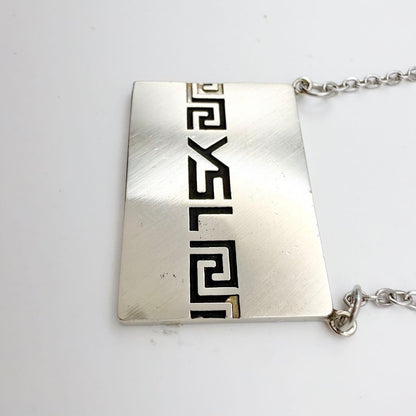 Yves Saint Laurent Sterling Silver 925 Square Logo Necklace L 53cm 20in Vintage