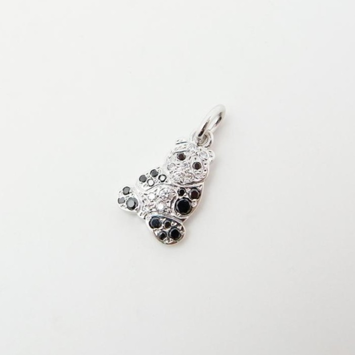 Pomellato DoDo 18k White Gold Black Diamond Panda Pendant Necklace Top Charm