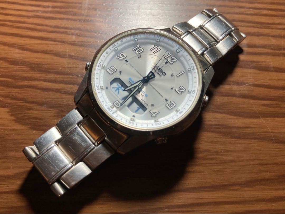 CASIO LINEAGE LCW-M100 Tough Solar Radio Wave Mens Watch Silver Steel 38mm