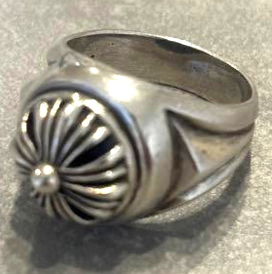 A&G Sterling Silver 925 Flower Concho Pattern Ring Size US 10-10.5 Used VTG