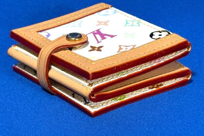 Louis Vuitton Monogram Multicolor Porto Photo 4 Volet Photo Case White 2.6" Used