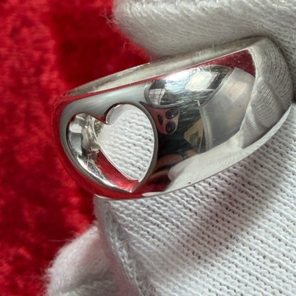 Georg Jensen # 320 Sterling Silver 925 Heart Ring Size 51.5 US 5.75 Excellent